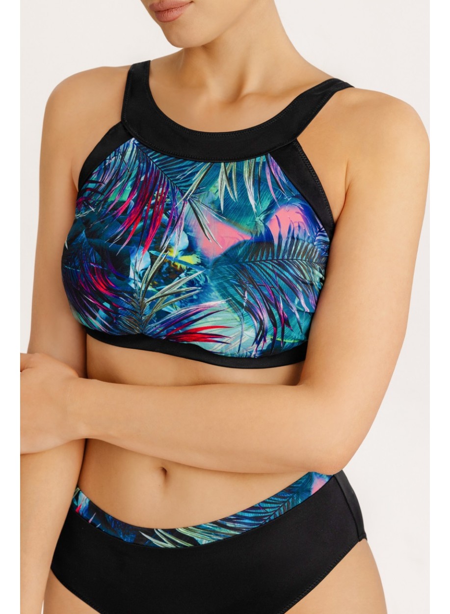 2783 Купальный костюм ортопедический после мастэктомии сине-зеленый/розовый