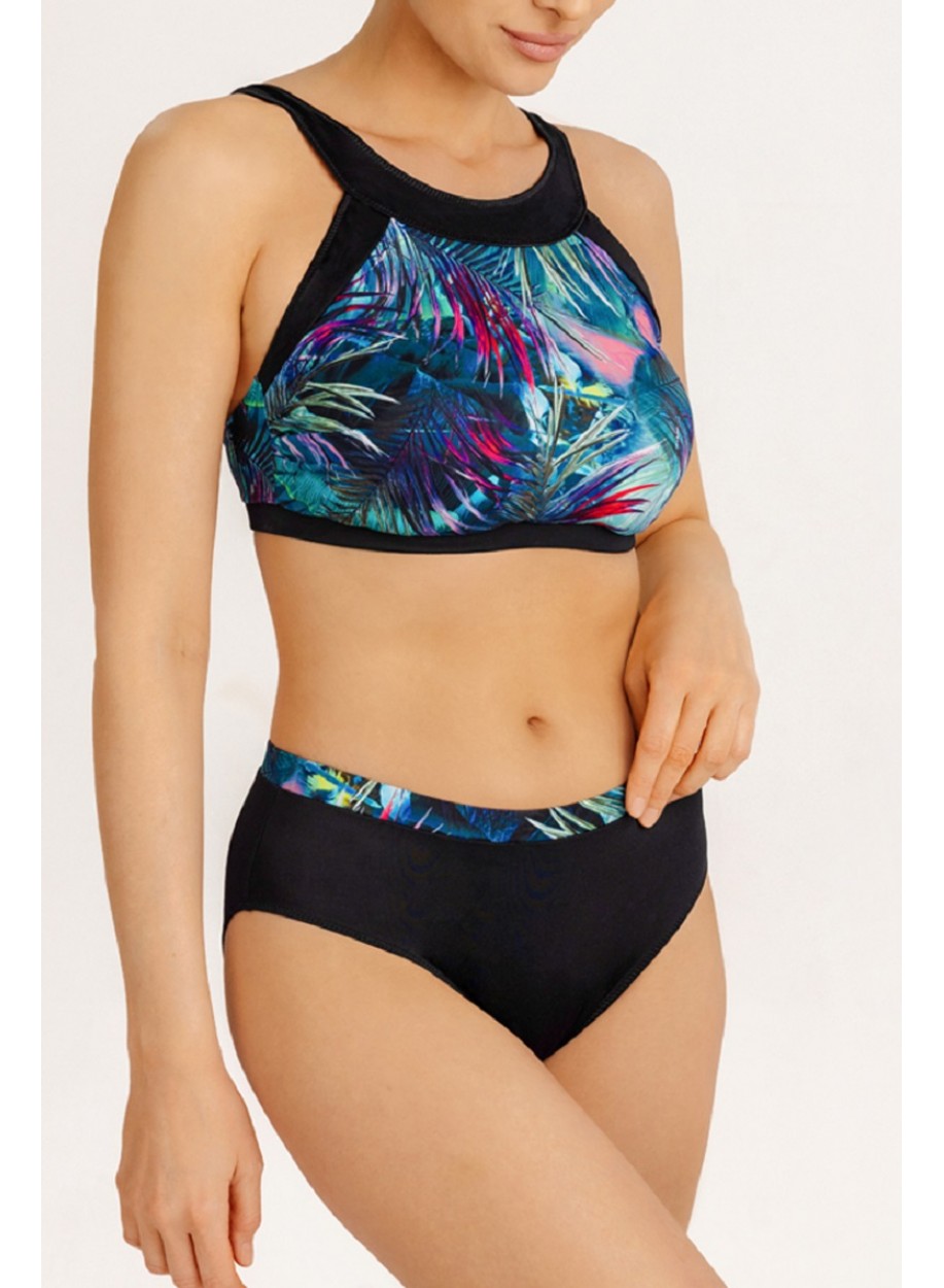 2783 Купальный костюм ортопедический после мастэктомии сине-зеленый/розовый